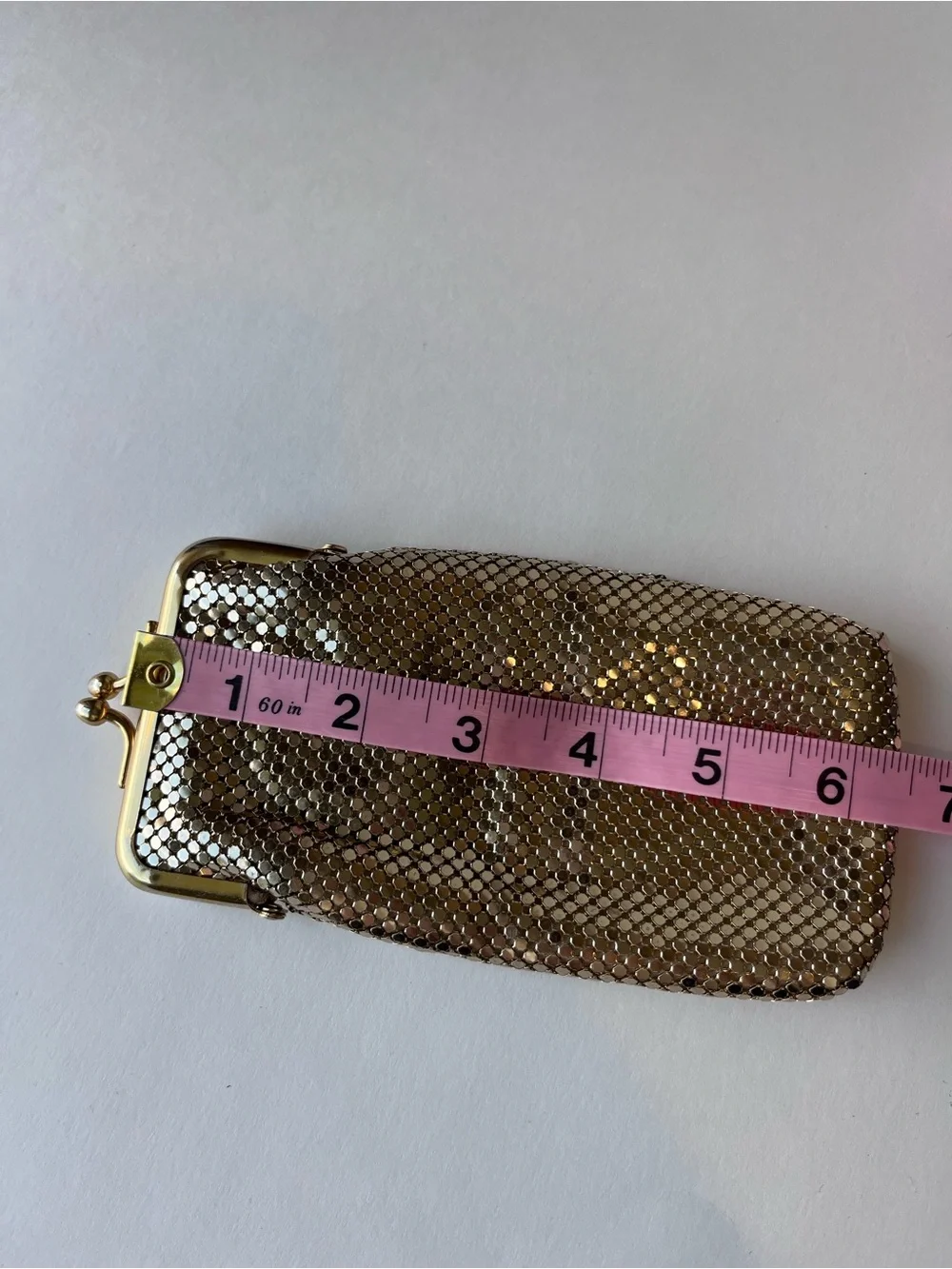 Vintage Whiting & Davis Gold Mesh Kisslock Coin Pouch Bag